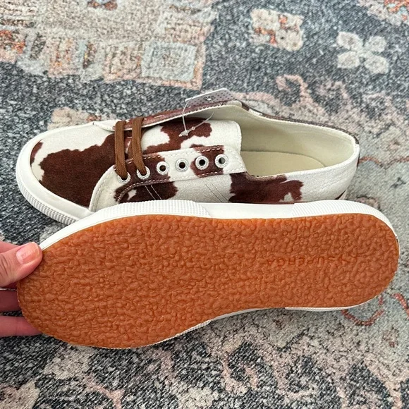 Superga Woman Brown and White Cow Print  Sneakers - Picture 6 of 7